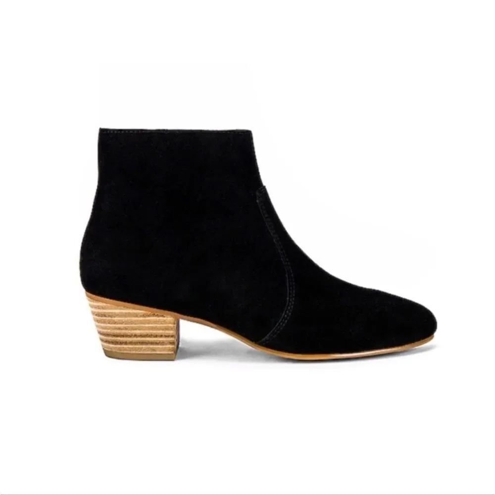 ANTHROPOLOGIE SOLUDOS Lola Ankle Booties Black Suede Women’s Size 6.5